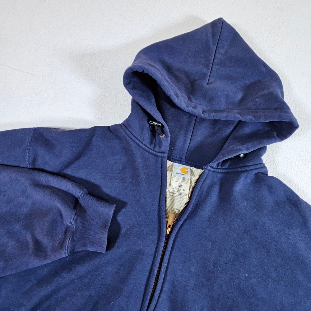 Carhartt Full Zip Hoodie Mens XL Navy Blue Thermal Lined Workwear K129NVY
